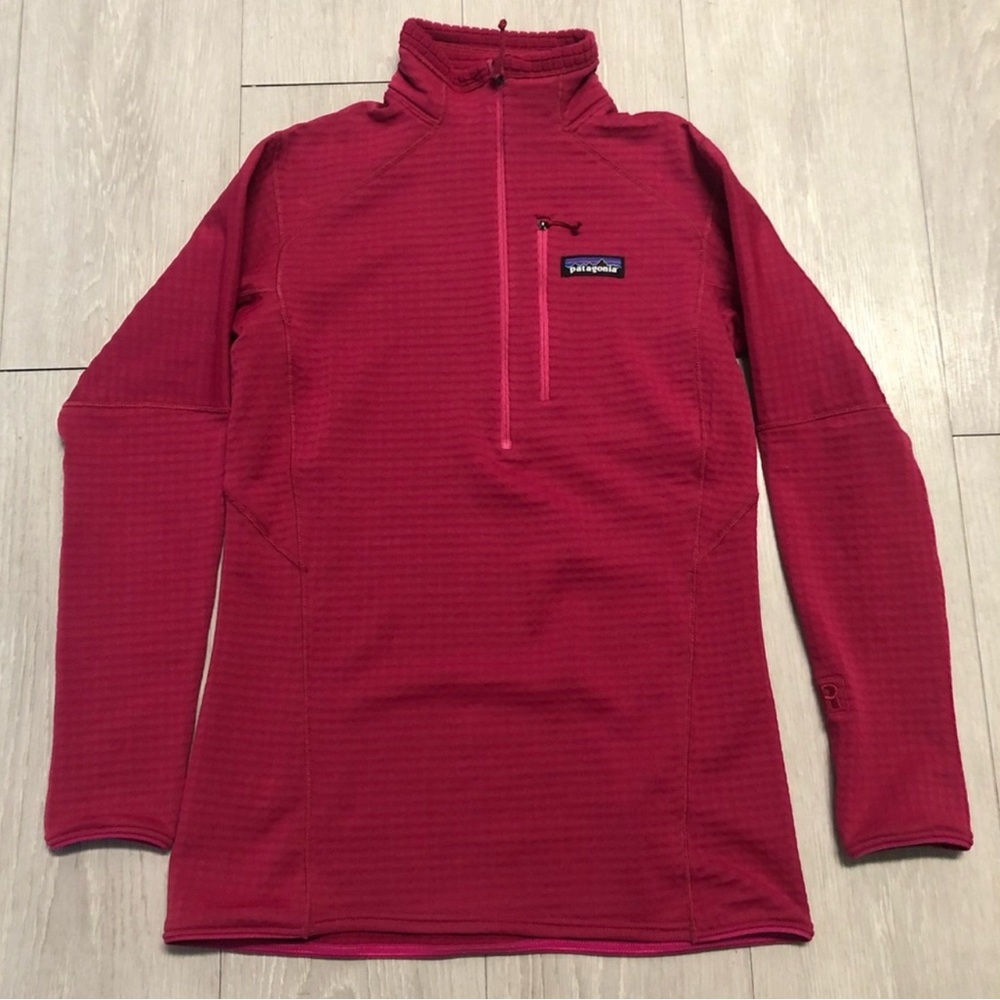 Patagonia Womens XS Half Zip Red Craft Pink R1 Waffle Fleece Collared Polartec